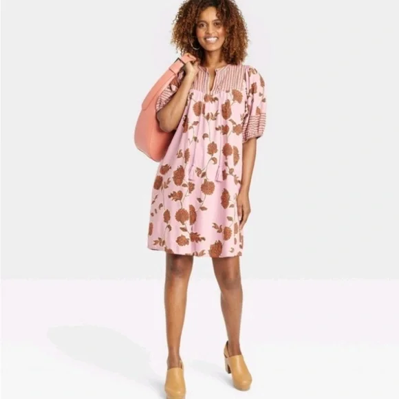 Knox Rose | Dresses | Knox Rose Pink Floral Short Sleeve Boho Dress Size M  | Poshmark